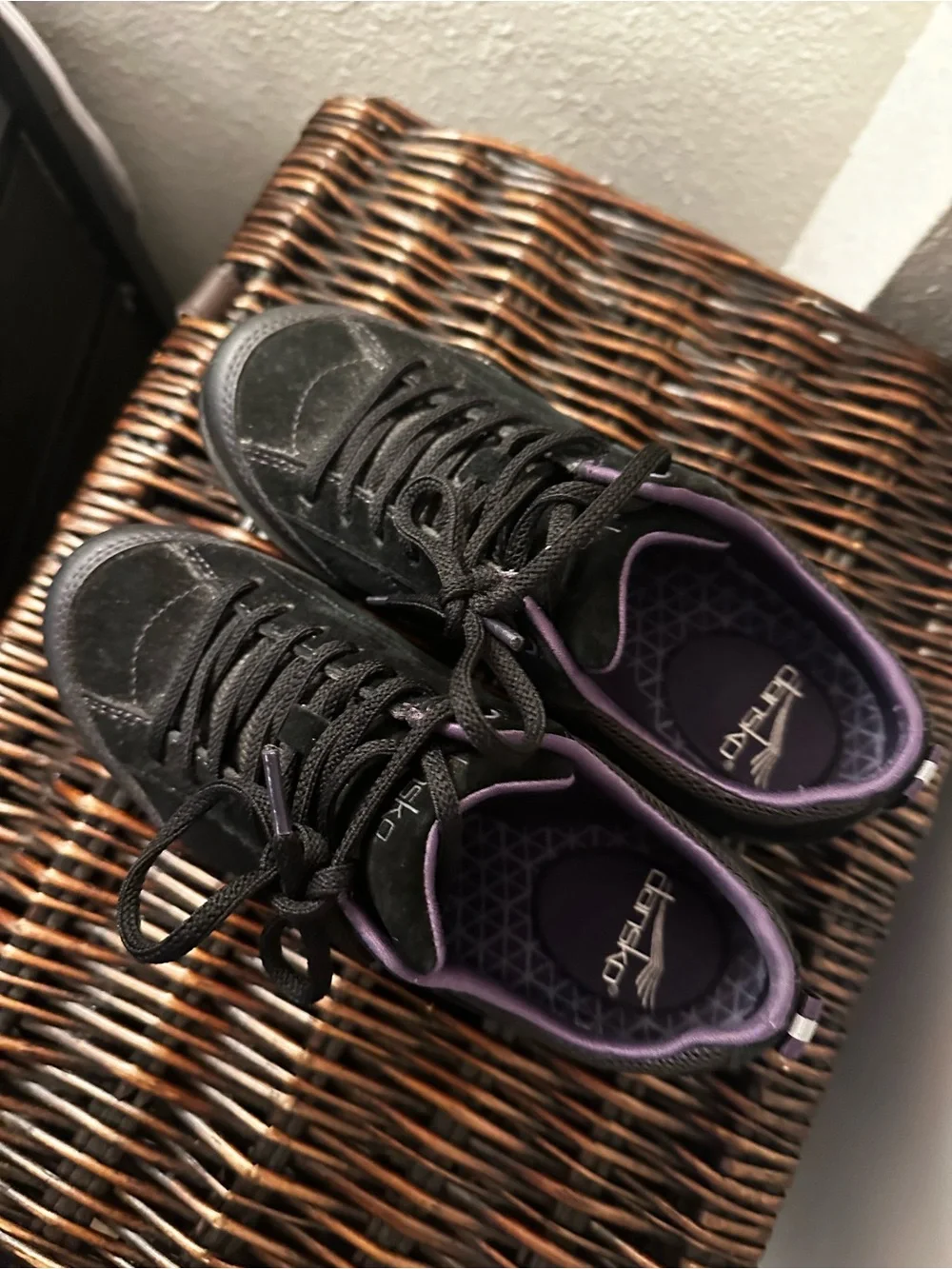 Dansko Women's Black and Purple Casual Lace-Up Sneakers hiking shoes